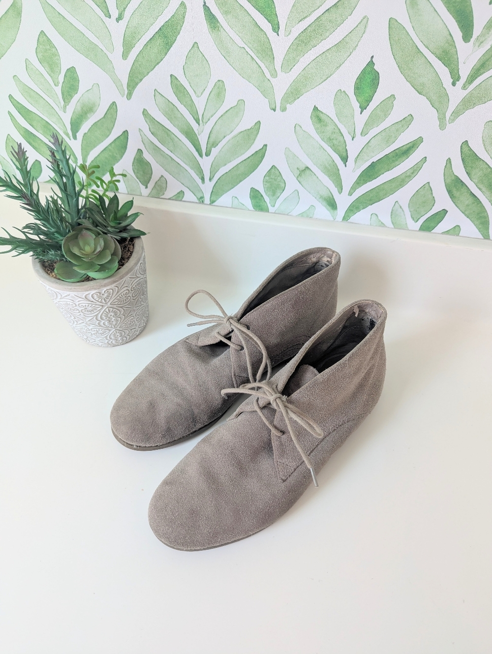 Franco Sarto Women’s Suede Lace-Up Desert Boots in Taupe Portier 8